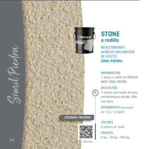 STONE a rodillo Revestimiento acrílico decorativo de efecto SÍMIL PIEDRA