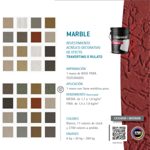 MARBLE Revestimiento acrílico decorativo de efecto TRAVERTINO O RULATO