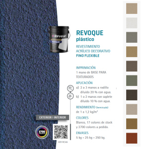 REVOQUE plástico Revestimiento acrílico decorativo fino flexible